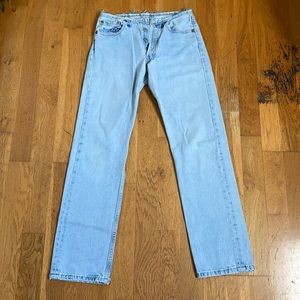 Altered straight leg Levi jeans- light wash.